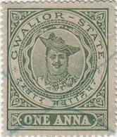 India GWALIOR Princely State 1-ANNA Revenue STAMP 1905 Good/USED - Gwalior