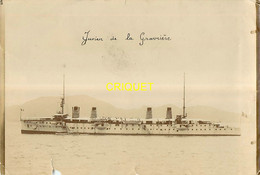 Photo Originale Fin 19ème Du Cuirassé Julien De La Gravière En Rade De Fort De France, Phot. Cunge, Beau Document - Barche