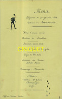 Menu Illustré Du 30 Janvier 1898, Adieu Au Tambourin, Café De L'Univers à Nantes - Menu