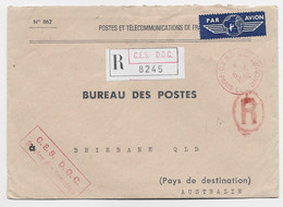 FRANCE TIMBRE A DATE ROUGE C.E.S.D.OC. 6.12.1982 PARIS CLIGNANCOURT LETTRE PTT COVER REC AVION TO AUSTRALIE AUSTRALIA - Manual Postmarks