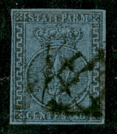 Antichi Stati Italiani - Parma - 1852 - 40 Cent (5c) - Greca Di Destra Larga - Ottimi Margini - Usato - A.Diena + Oliva  - Other & Unclassified