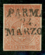 Antichi Stati Italiani - Parma - 1853 - 15 Cent (7) - Stampa Oleosa Molto Inchiostrata In Alto - Ottimi Margini - Usato  - Unclassified