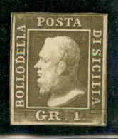 Antichi Stati Italiani - Sicilia - 1859 - 1 Grano Bruno Oliva Chiaro (4c - Seconda Tavola) - Gomma Originale - Molto Bel - Other & Unclassified