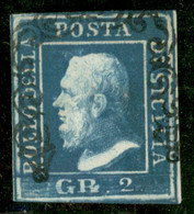 Antichi Stati Italiani - Sicilia - 1859 - 2 Grana Cobalto (6b - Prima Tavola) - Grandi Margini - Usato - Molto Bello - Unclassified