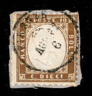 Regno - Vittorio Emanuele II - 1862 - 10 Cent Arancio Ocra (1ca) Su Frammento - Cert. AG - Unclassified