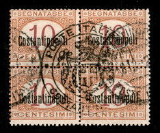 Uffici Postali All'Estero - Costantinopoli - Segnatasse - 1922 - 10 Cent (1 - Segnatasse) In Quartina - Usato - Other & Unclassified