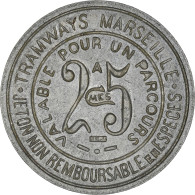 Monnaie, France, Tramways De Marseille, Marseille, 25 Centimes, TTB, Aluminium - Monétaires / De Nécessité