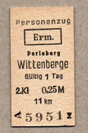 BRD (DR) - Pappfahrkarte -- Perleberg - Wittenberge (Personenzug Erm) - Europa