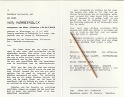 Alveringem, Diksmuide, 1990, Willy Werrebrouck, Van Elslande, Familie Dooghe, Devriendt - Devotieprenten