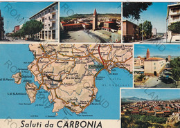 CARTOLINA  SALUTI DA CARBONIA,SARDEGNA,ISOLA,BELLA ITALIA,STORIA,RELIGIONE,CULTURA,IMPERO ROMANO,VIAGGIATA 1981 - Carbonia