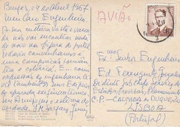 Belgium & Marcofilia, Bruges, Quai Du Rosaire Avec Beffroi, Lisboa 1967 (923) - Lettres & Documents