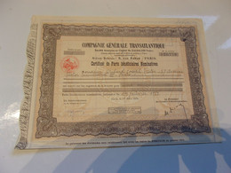 COMPAGNIE GENERALE TRANSATLANTIQUE (certificat) 1934 - Unclassified