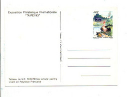 POLYNESIE ENTIER CARTE NEUF EXPO TAIPEI'93 COQ - Entiers Postaux