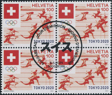 Suisse - 2021 - Olympia - Viererblock - Ersttag Stempel ET - Gebruikt