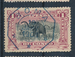 BELGIAN CONGO 1FR ELEPHANT CARMIN COB 26 (PLATE POSITION 36 ) USED - 1894-1923 Mols: Used