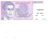 YOUGOSLAVIE BILLET 500 DINARA PICK 113 - Joegoslavië