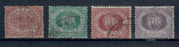 SAN MARINO 1894/99 - CIFRA O STEMMA - 2 C CARMINIO. 5 C. VERDE 10 C. ROSSO BRUNO  20 C. LILLA - USATI - Gebruikt