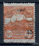 SAN MARINO 1905 - FRANCOBOLLO DEL 1903 CON SOPRASTAMPA 1905 - 15 SU 20C. ARANCIO - USATO - Used Stamps