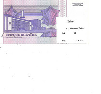 ZAIRE BILLET 1 NOUVEAU ZAIRE PICK 52 - Zaïre