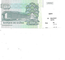 ZAIRE BILLET 10 NOUVEAUX ZAIRES PICK 55 - Zaïre