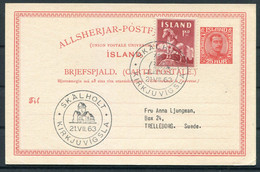 1963 Iceland Uprated (1kr Pony) 25aur Christian X Stationery Postcard "Skalholt Kirkjuvigsla" - Lettres & Documents