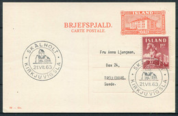 1963 Iceland Uprated (1kr Pony) 20aur Reykjavik View Stationery Postcard "Skalholt Kirkjuvigsla" - Cartas & Documentos