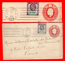 Whole Letter Postal + Stamp YT 108 Posted From LONDON By PARIS On January 2, 1907 - Linear Flame Obliteration - Poststempel