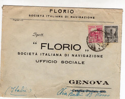 "Florio" Società Italiana Di Navigazione - Busta Da Tunisi Per Genova (1929) - Lettres & Documents