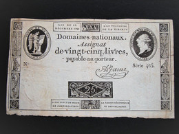 Rare Assignat ROYAL De Vingt Cinq Livres De LOUIS XVI Du 16 Décembre 1791 - Assignats & Mandats Territoriaux