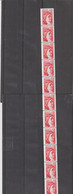 FRANCE : Type Sabine -  Roulette De 11 Timbres : 2 Bandes De Phosphore, 1 Numéro Rouge - Roulettes