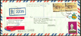 MALAYSIA 1985 R-Brief Deco 4-Marken-frankiert Recommandée étranger Einschreiben Ausland Registered Bedarf > Netherlands - Malaysia (1964-...)