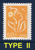 0.01 € MARIANNE DE LAMOUCHE ITVF AU PEU COURANT TYPE II - MAURY 3713 II - 2004-08 Marianne (Lamouche)