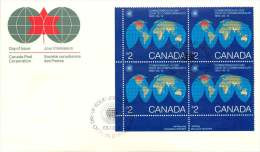 1983   Commonwealth Day   World Map   LL Plate Block  Sc 977 - 1981-1990