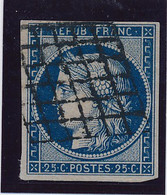 25 C Bleu Foncé N° 4 TB. - 1849-1850 Ceres
