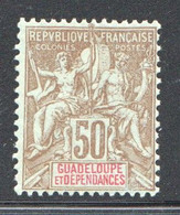 Type Sage 50 Cent Bistre Sur Bleuté  Yv 44 * Charnière Très Légère - Usati