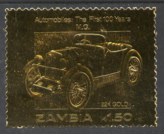 Zambia 1987 Classic Cars 1k50 MG In 22k Gold Foil U/M - Zambie (1965-...)