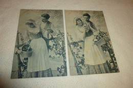 LOT DE 2 CARTES  FANTAISIE .."TU N"AURAS PAS MA ROSE" N°3 ET 4 - Royer