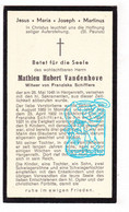DP Mathieu Hubert Vandenhove ° Montzen Plombières 1869 † Hergenrath Kelmis 1948 X Franziska Schifflers - Images Religieuses