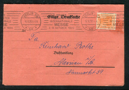 Deutsches Reich / 1920 / Stempel "FRANKFURT,Zweite Frankfurter Internationale Messe" Auf Faltbrief (Werbezudruck) (A502) - Affrancature Meccaniche Rosse (EMA)