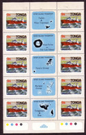 Tonga 1982 MV Olovaha Inter-island Sea Transport 9s Specimen Block Of 15 Showing Map Of Islands Visited - Tonga (1970-...)