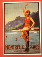QAA-12 Repro Affiche Office Tourisme Montreux Plage 1920 Nr 1297 Grand Format Non Circulé - VD Vaud