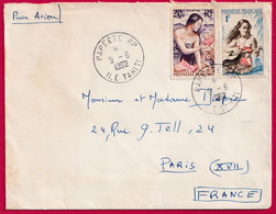 PAPEETE TAHITI 1962 POUR PARIS LETTRE COVER FRANCE - Covers & Documents