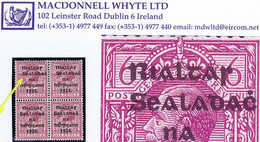 Ireland Thom Rialtas (Feb) Overprint On 6d Purple Variety 'R Over S' Twice In A Block Of 4 Fresh Mint - Nuevos