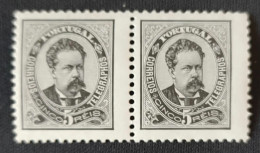 POR0060cMNHx2h1 - King D. Luís I Frontal View - New Values - Pair Of 5 Reis MNH Stamps - Portugal - 1887 - Ongebruikt