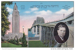 New Huey P Long Bridge New Orleans Louisiana's Two Greatest Monumtnents Louisiana State Capitol Baton Rouge Louisiana - Baton Rouge
