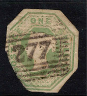GB 1847 1/- Green QV SG 55 U #ZZU3 - Usados