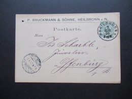 AD Württemberg 1897 Nr.56 EF Frimen PK P. Bruckmann & Söhne, Heilbronn Klarer Stempel K1 Heilbronn Nach Offenburg - Postal  Stationery