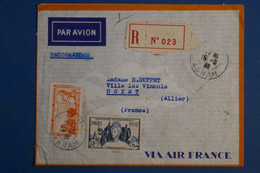 AL2 INDOCHINE  BELLE LETTRE RECOM. RARE  1938  POUR DOYET FRANCE  ++PARVENUE OUVERTE ++ + AFFRANCHISSEMENT PLAISANT - Briefe U. Dokumente