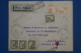 AL2  INDOCHINE   BELLE LETTRE RECOM.  1935 PETIT BUREAU BEN THUY POUR  SAINTES FRANCE +BANDE DE TP + AFFR .INTERESSANT - Briefe U. Dokumente