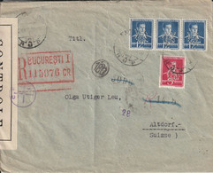 Roumanie Timbres Perforés  Sur Lettre Recommandée Censurée Pour La Suisse 1945 - Covers & Documents